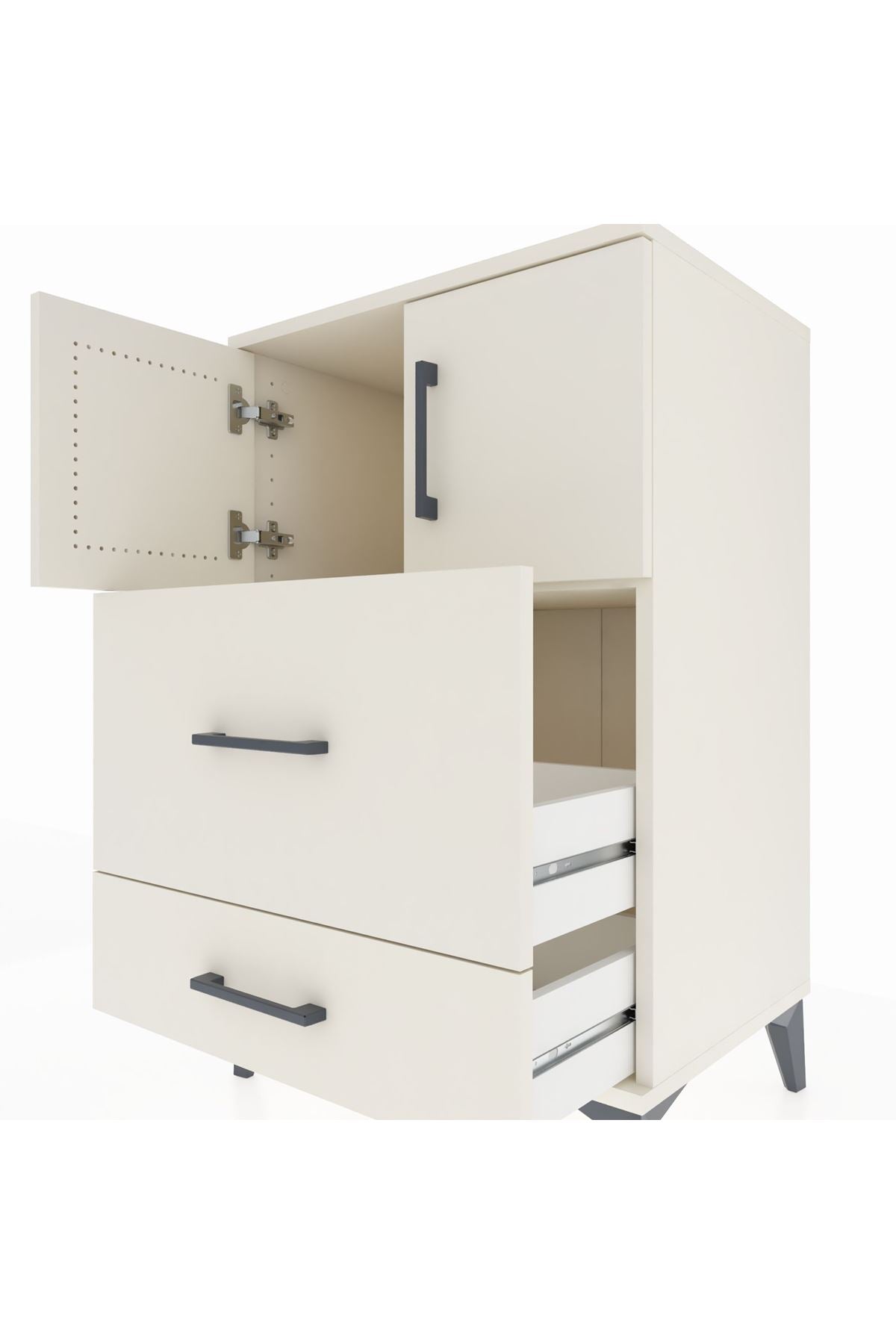 Hyperion Komodin Tek Raflı 2 Çekmeceli 2 Kapaklı 60x44x96 Aytaşı-Aytaşı