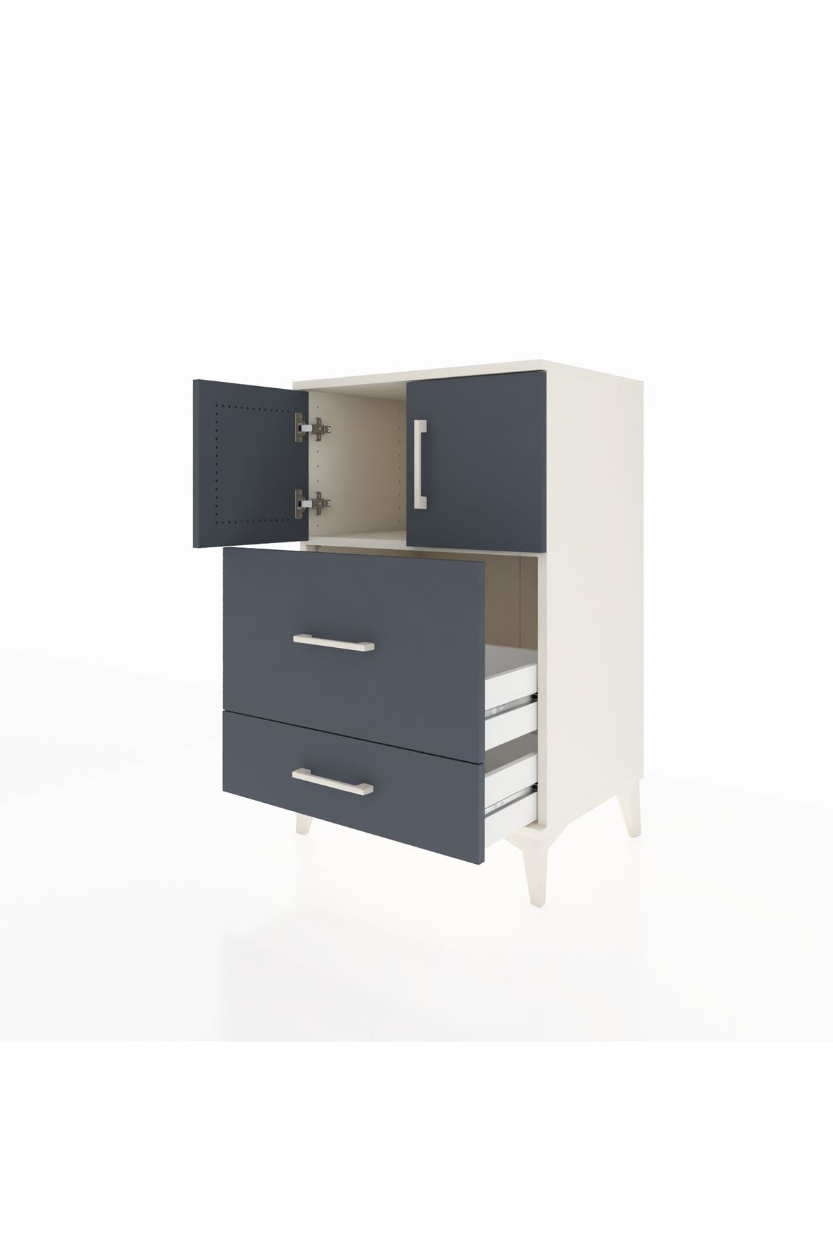 Hyperion Komodin Tek Raflı 2 Çekmeceli 2 Kapaklı 60x44x96 Aytaşı-Antrasit