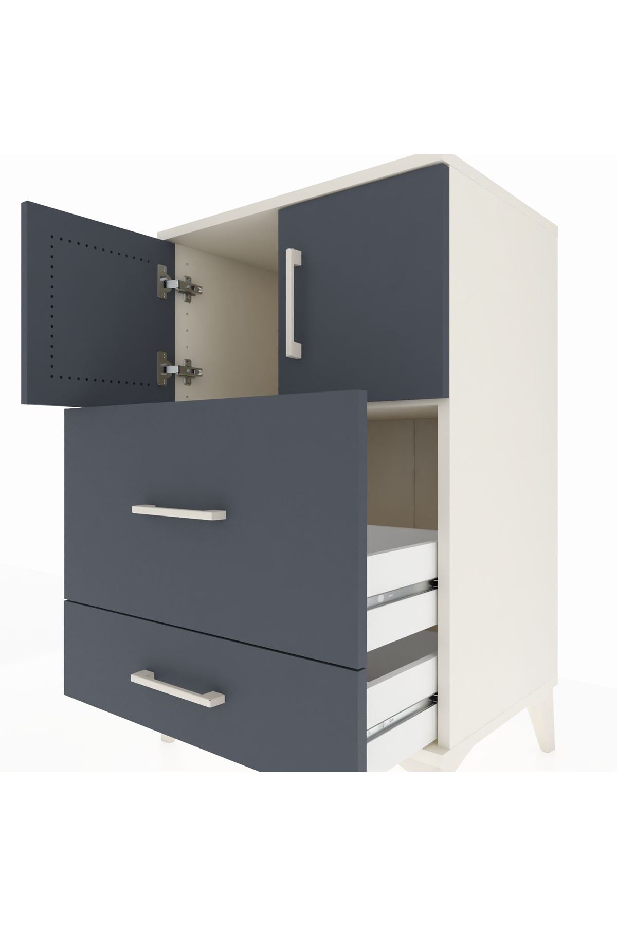 Hyperion Komodin Tek Raflı 2 Çekmeceli 2 Kapaklı 60x44x96 - S47M027V2B