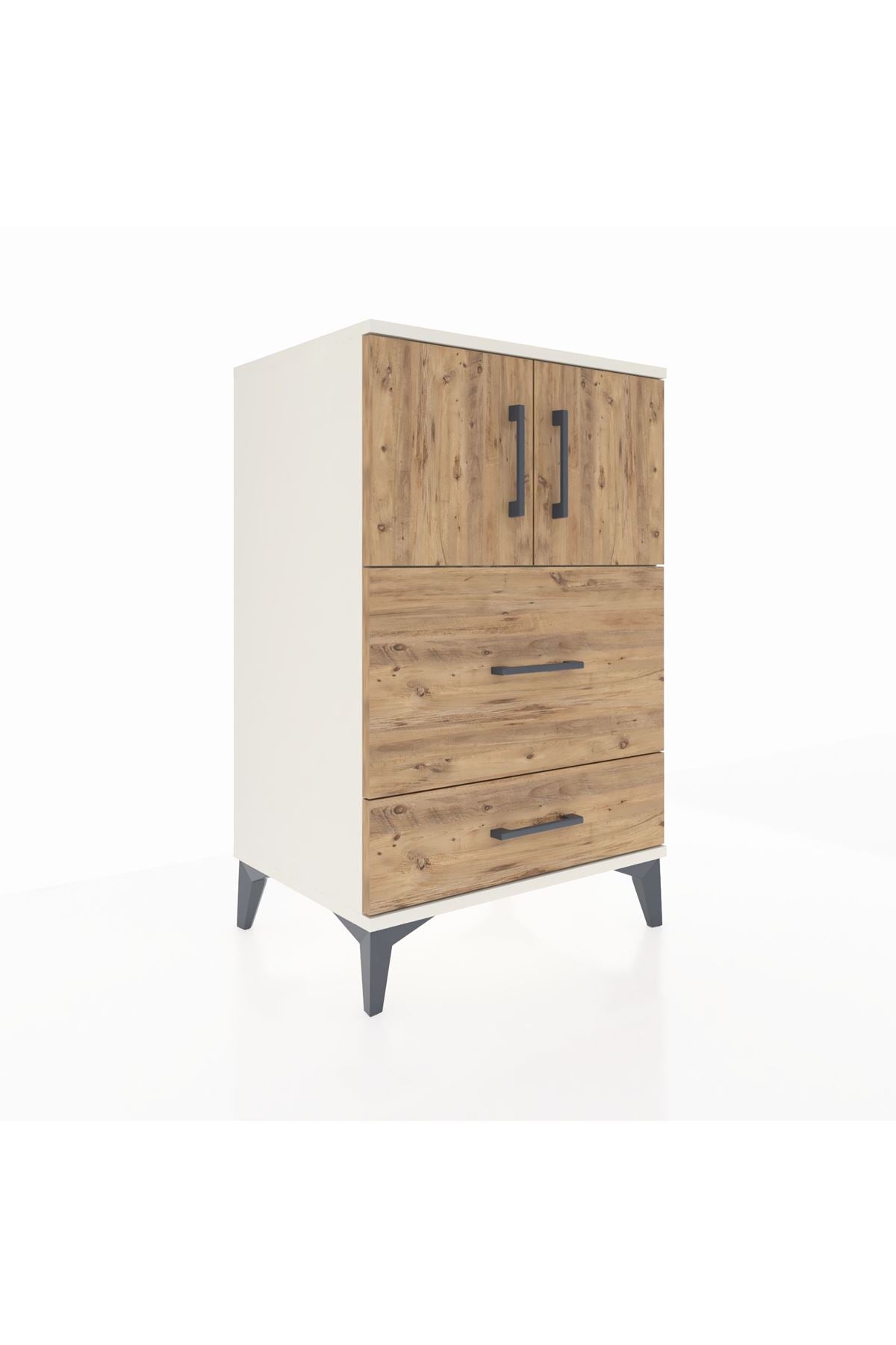 Hyperion Komodin Tek Raflı 2 Çekmeceli 2 Kapaklı 60x44x96 Aytaşı-Çam