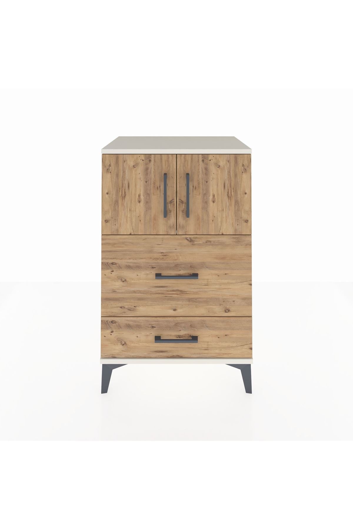 Hyperion Komodin Tek Raflı 2 Çekmeceli 2 Kapaklı 60x44x96 Aytaşı-Çam