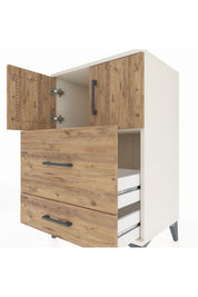 Hyperion Komodin Tek Raflı 2 Çekmeceli 2 Kapaklı 60x44x96 Aytaşı-Çam