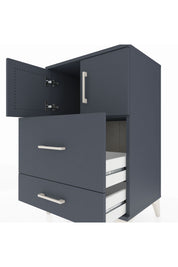 Hyperion Komodin Tek Raflı 2 Çekmeceli 2 Kapaklı 60x44x96 Antrasit-Antrasit