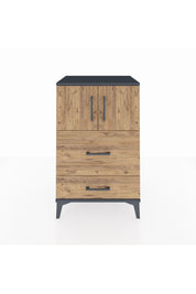 Hyperion Komodin Tek Raflı 2 Çekmeceli 2 Kapaklı 60x44x96 Antrasit-Çam