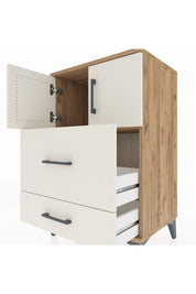 Hyperion Komodin Tek Raflı 2 Çekmeceli 2 Kapaklı 60x44x96 Çam-Aytaşı