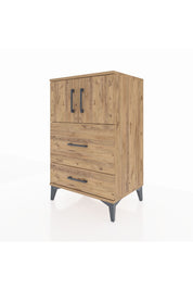 Hyperion Komodin Tek Raflı 2 Çekmeceli 2 Kapaklı 60x44x96 Çam-Çam