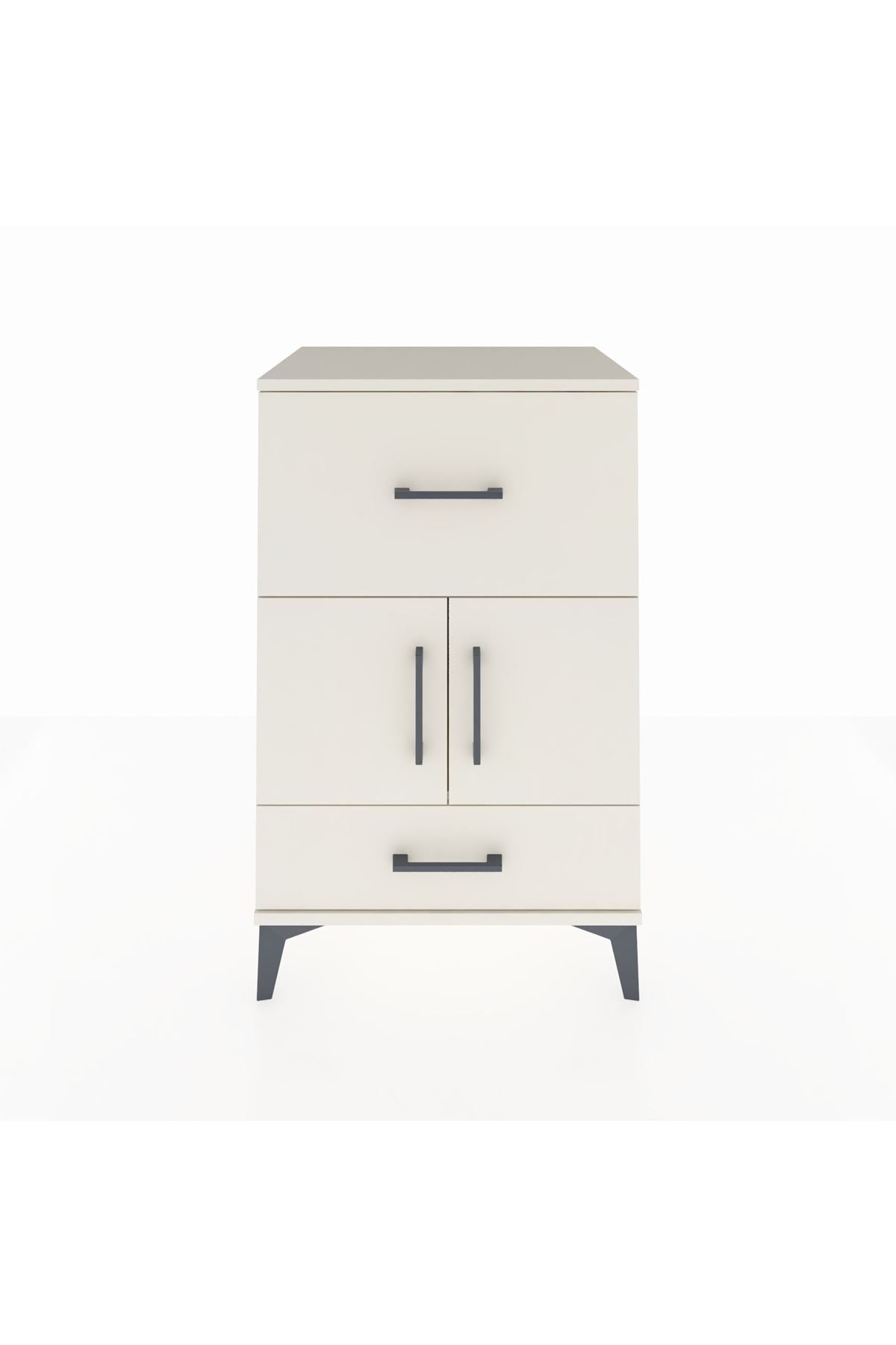 Hyperion Komodin Tek Raflı 2 Çekmeceli 2 Kapaklı 60x44x96 Aytaşı-Aytaşı