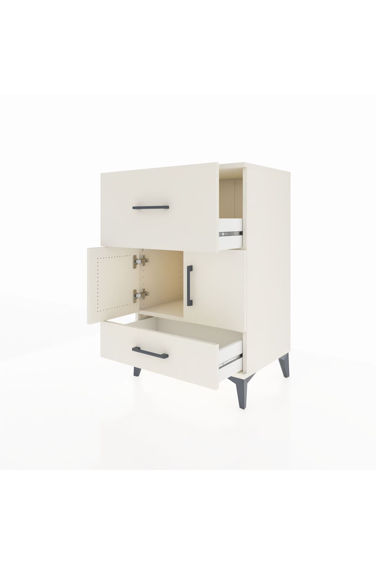 Hyperion Komodin Tek Raflı 2 Çekmeceli 2 Kapaklı 60x44x96 Aytaşı-Aytaşı