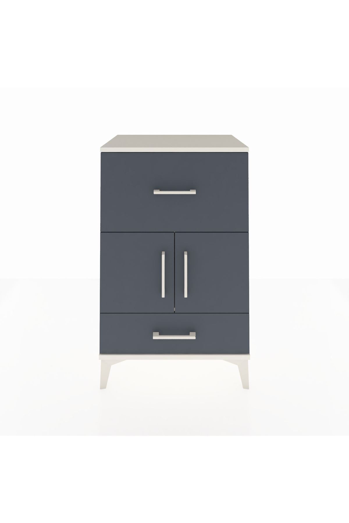 Hyperion Komodin Tek Raflı 2 Çekmeceli 2 Kapaklı 60x44x96 Aytaşı-Antrasit