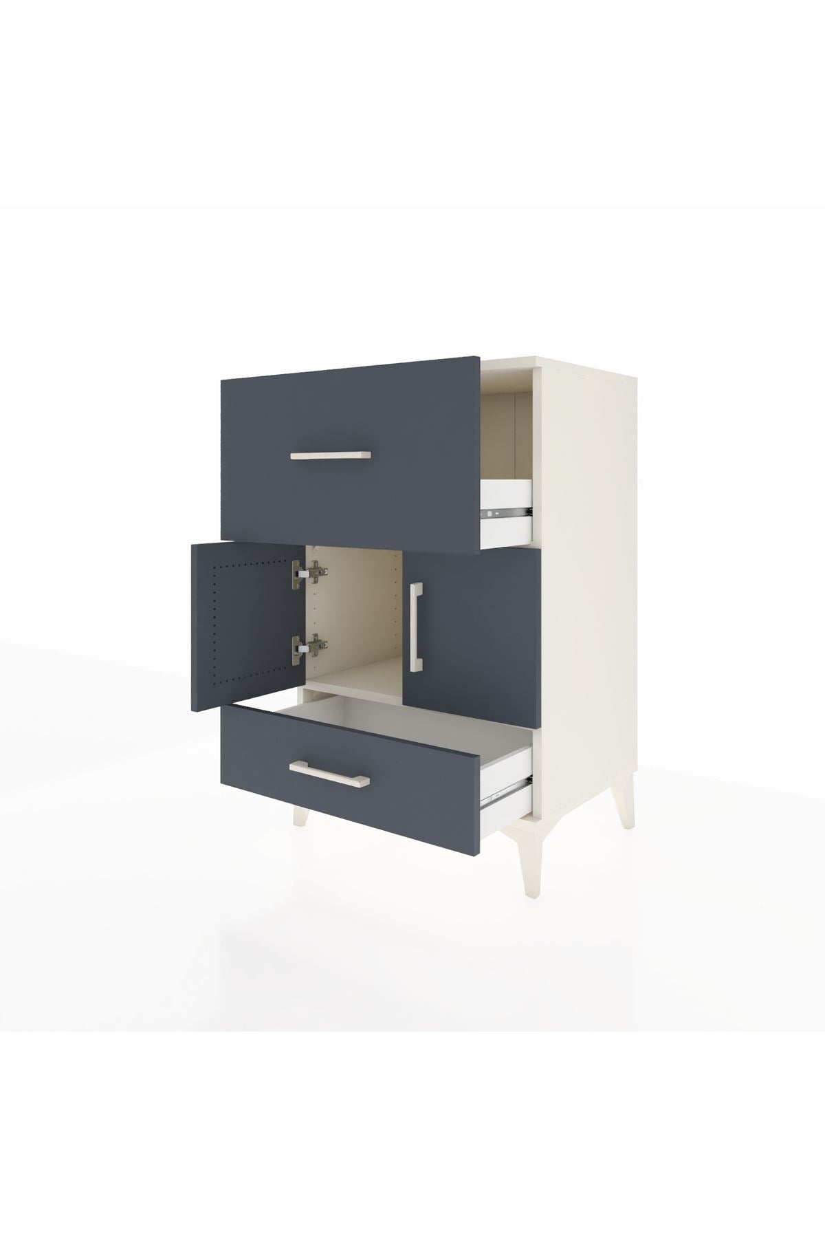 Hyperion Komodin Tek Raflı 2 Çekmeceli 2 Kapaklı 60x44x96 Aytaşı-Antrasit