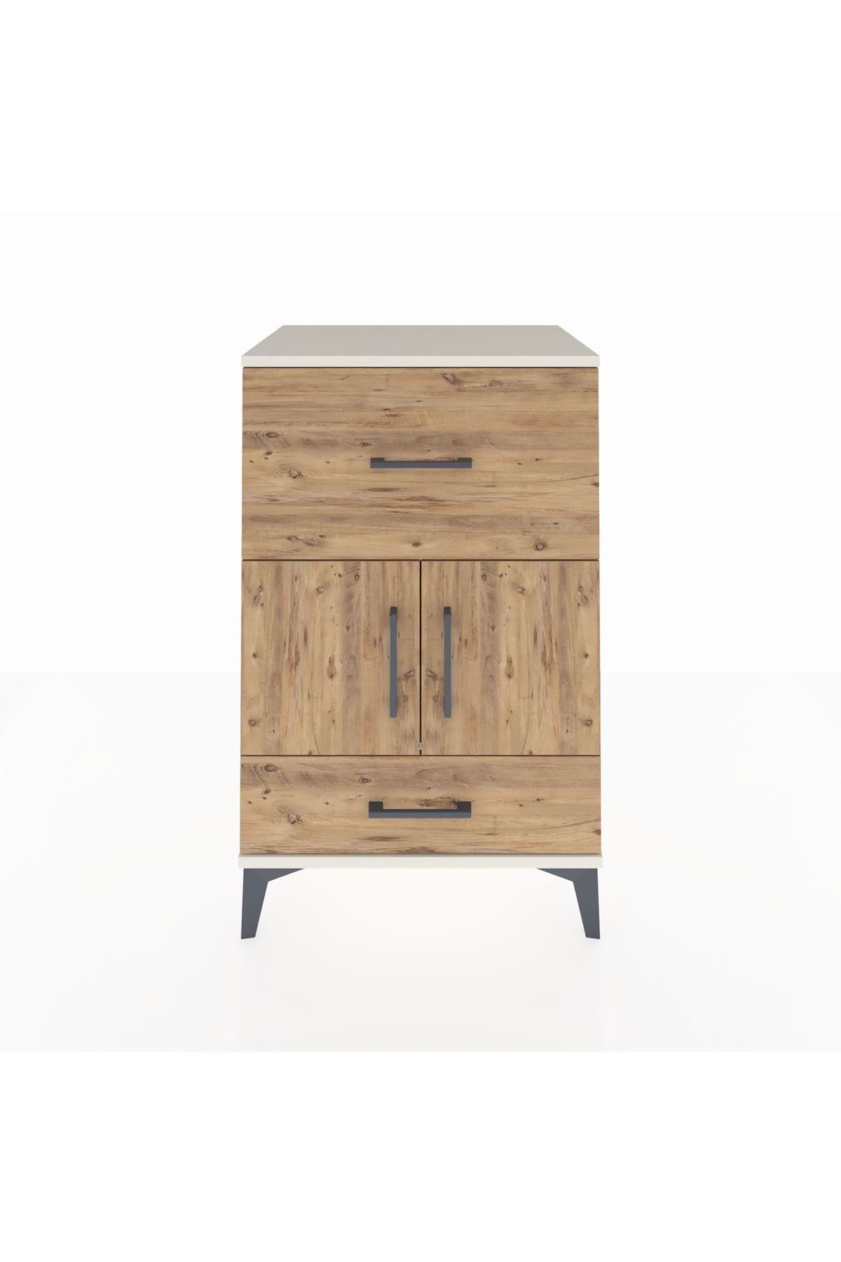 Hyperion Komodin Tek Raflı 2 Çekmeceli 2 Kapaklı 60x44x96 Aytaşı-Çam