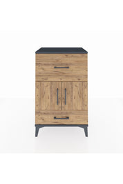 Hyperion Komodin Tek Raflı 2 Çekmeceli 2 Kapaklı 60x44x96 Antrasit-Çam