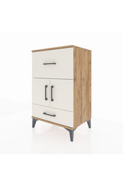 Hyperion Komodin Tek Raflı 2 Çekmeceli 2 Kapaklı 60x44x96 Çam-Aytaşı