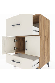 Hyperion Komodin Tek Raflı 2 Çekmeceli 2 Kapaklı 60x44x96 Çam-Aytaşı