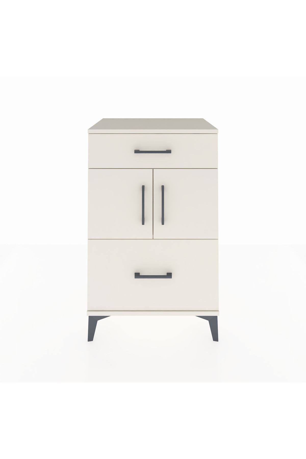 Hyperion Komodin Tek Raflı 2 Çekmeceli 2 Kapaklı 60x44x96 Aytaşı-Aytaşı