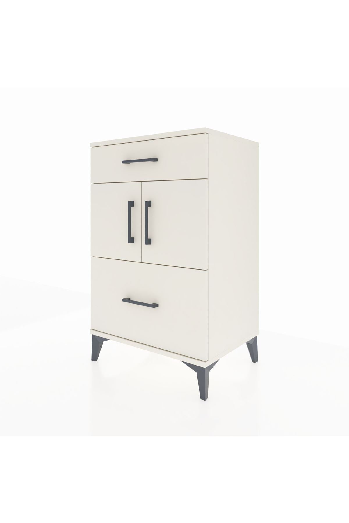 Hyperion Komodin Tek Raflı 2 Çekmeceli 2 Kapaklı 60x44x96 Aytaşı-Aytaşı