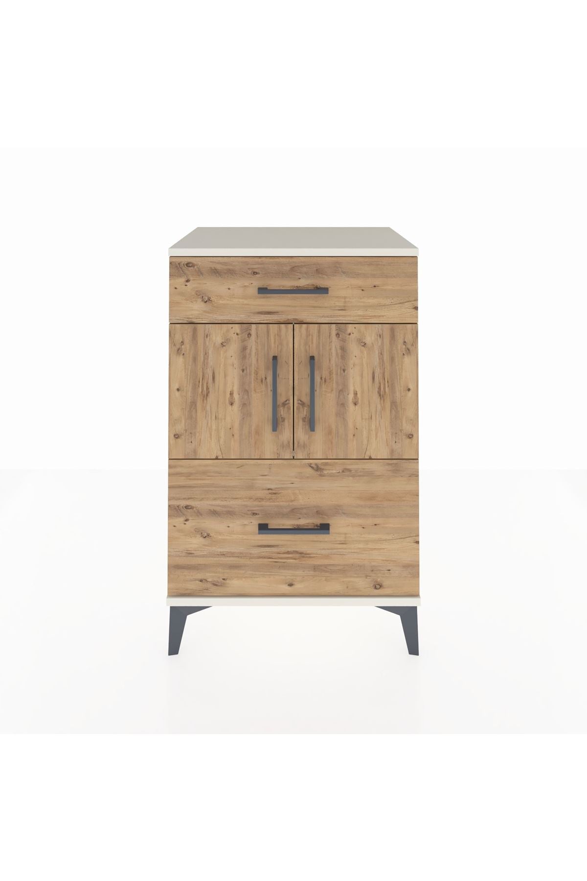 Hyperion Komodin Tek Raflı 2 Çekmeceli 2 Kapaklı 60x44x96 Aytaşı-Çam