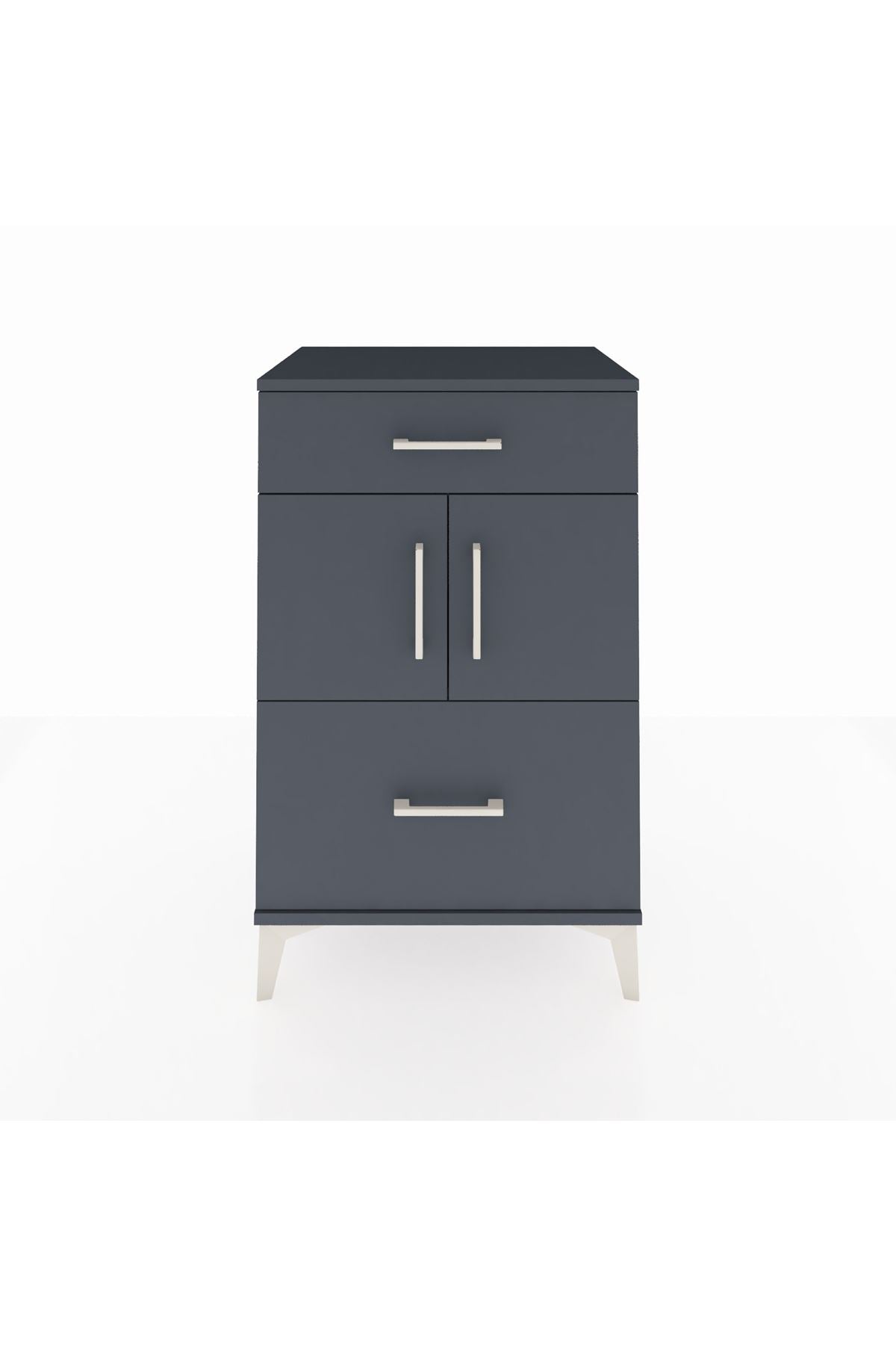 Hyperion Komodin Tek Raflı 2 Çekmeceli 2 Kapaklı 60x44x96 Antrasit-Antrasit