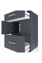 Hyperion Komodin Tek Raflı 2 Çekmeceli 2 Kapaklı 60x44x96 Antrasit-Antrasit