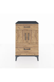 Hyperion Komodin Tek Raflı 2 Çekmeceli 2 Kapaklı 60x44x96 Antrasit-Çam