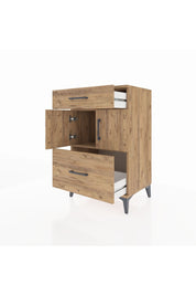 Hyperion Komodin Tek Raflı 2 Çekmeceli 2 Kapaklı 60x44x96 Çam-Çam