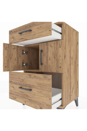 Hyperion Komodin Tek Raflı 2 Çekmeceli 2 Kapaklı 60x44x96 Çam-Çam
