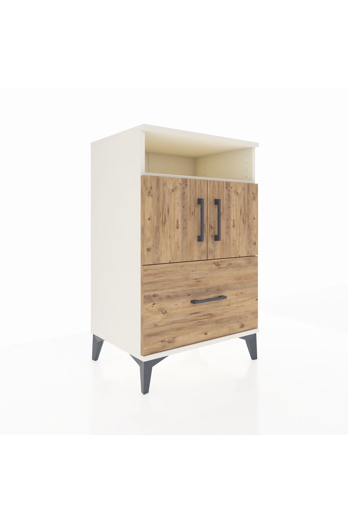 Hyperion Komodin 2 Raflı Tek Çekmeceli 2 Kapaklı 60x44x96 Aytaşı-Çam