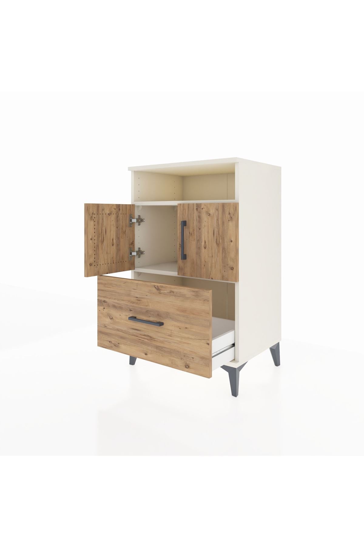 Hyperion Komodin 2 Raflı Tek Çekmeceli 2 Kapaklı 60x44x96 Aytaşı-Çam