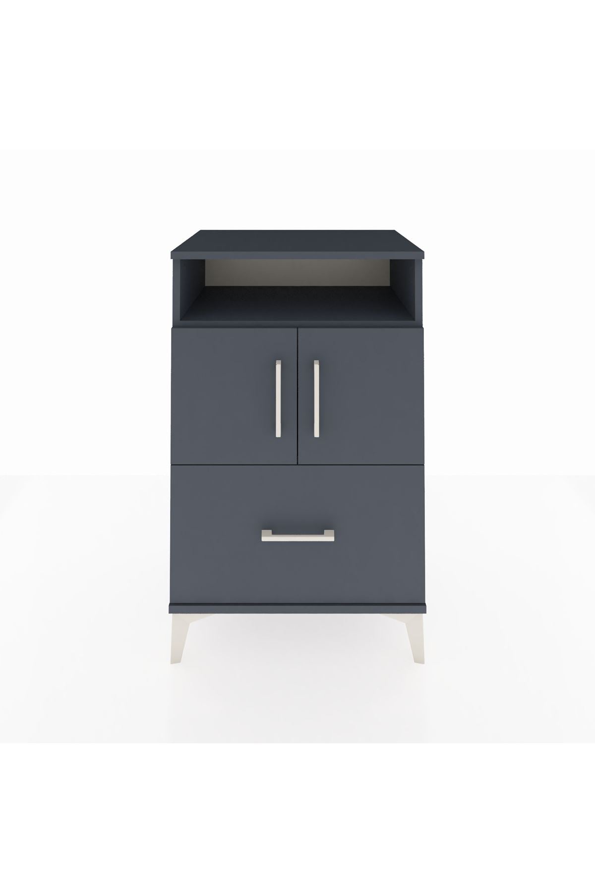 Hyperion Komodin 2 Raflı Tek Çekmeceli 2 Kapaklı 60x44x96 Antrasit-Antrasit