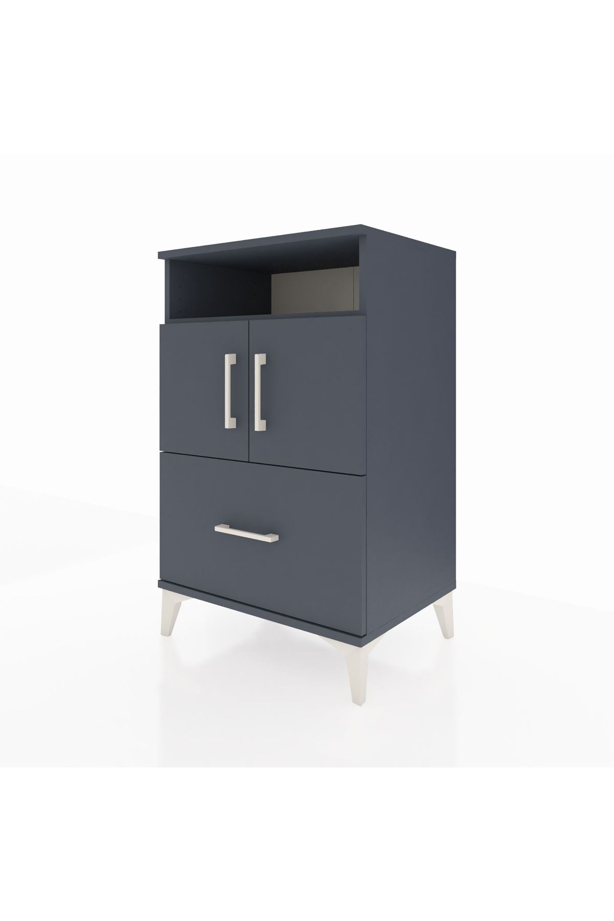 Hyperion Komodin 2 Raflı Tek Çekmeceli 2 Kapaklı 60x44x96 Antrasit-Antrasit