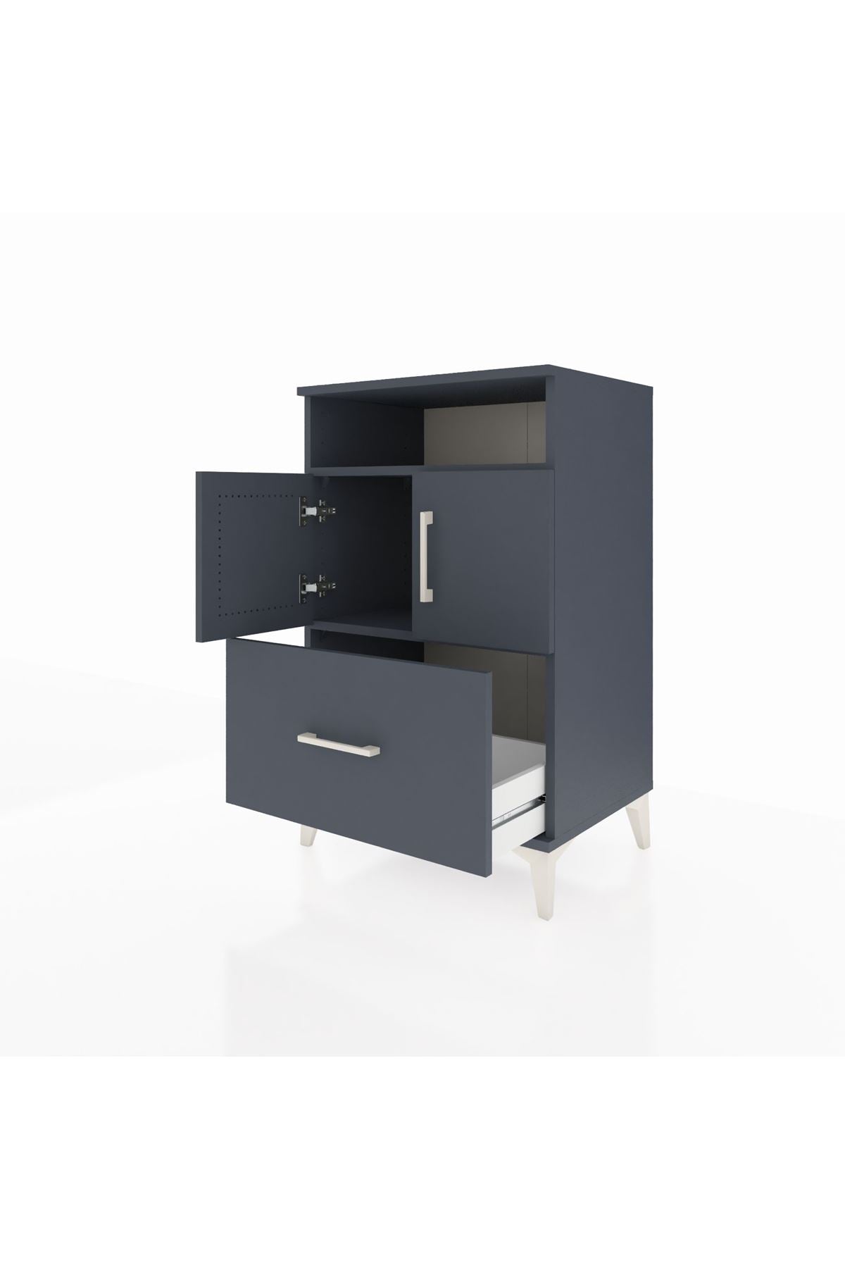 Hyperion Komodin 2 Raflı Tek Çekmeceli 2 Kapaklı 60x44x96 Antrasit-Antrasit