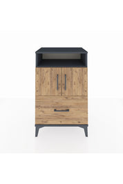 Hyperion Komodin 2 Raflı Tek Çekmeceli 2 Kapaklı 60x44x96 Antrasit-Çam