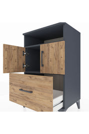 Hyperion Komodin 2 Raflı Tek Çekmeceli 2 Kapaklı 60x44x96 Antrasit-Çam