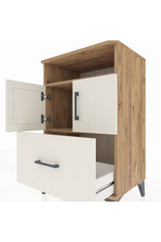 Hyperion Komodin 2 Raflı Tek Çekmeceli 2 Kapaklı 60x44x96 Çam-Aytaşı