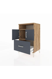 Hyperion Komodin 2 Raflı Tek Çekmeceli 2 Kapaklı 60x44x96 Çam-Antrasit