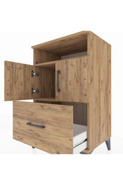 Hyperion Komodin 2 Raflı Tek Çekmeceli 2 Kapaklı 60x44x96 Çam-Çam