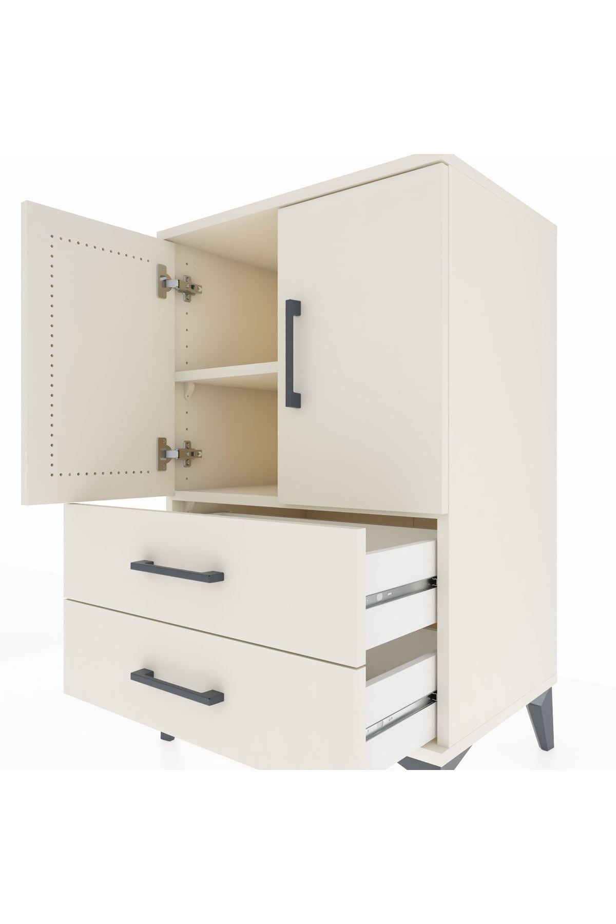 Hyperion Komodin 2 Raflı 2 Çekmeceli 2 Kapaklı 60x44x96 Aytaşı-Aytaşı