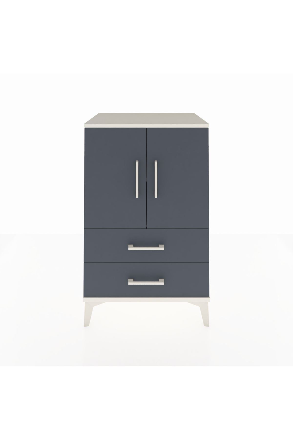 Hyperion Komodin 2 Raflı 2 Çekmeceli 2 Kapaklı 60x44x96 Aytaşı-Antrasit