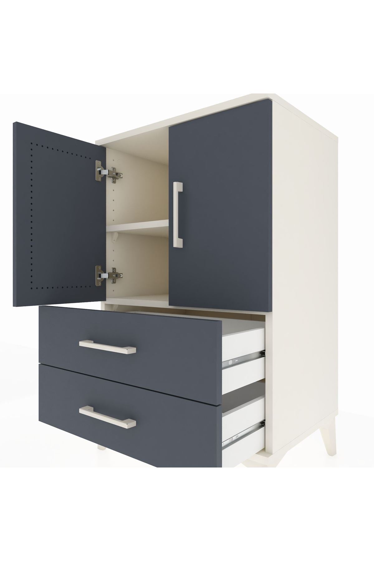 Hyperion Komodin 2 Raflı 2 Çekmeceli 2 Kapaklı 60x44x96 Aytaşı-Antrasit