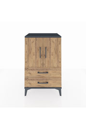 Hyperion Komodin 2 Raflı 2 Çekmeceli 2 Kapaklı 60x44x96 Antrasit-Çam