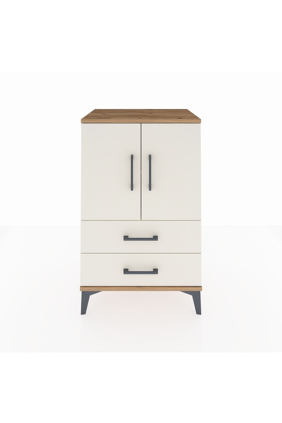 Hyperion Komodin 2 Raflı 2 Çekmeceli 2 Kapaklı 60x44x96 Çam-Aytaşı