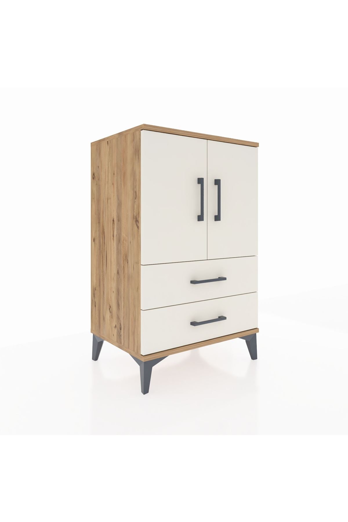 Hyperion Komodin 2 Raflı 2 Çekmeceli 2 Kapaklı 60x44x96 Çam-Aytaşı