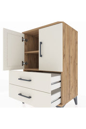 Hyperion Komodin 2 Raflı 2 Çekmeceli 2 Kapaklı 60x44x96 Çam-Aytaşı