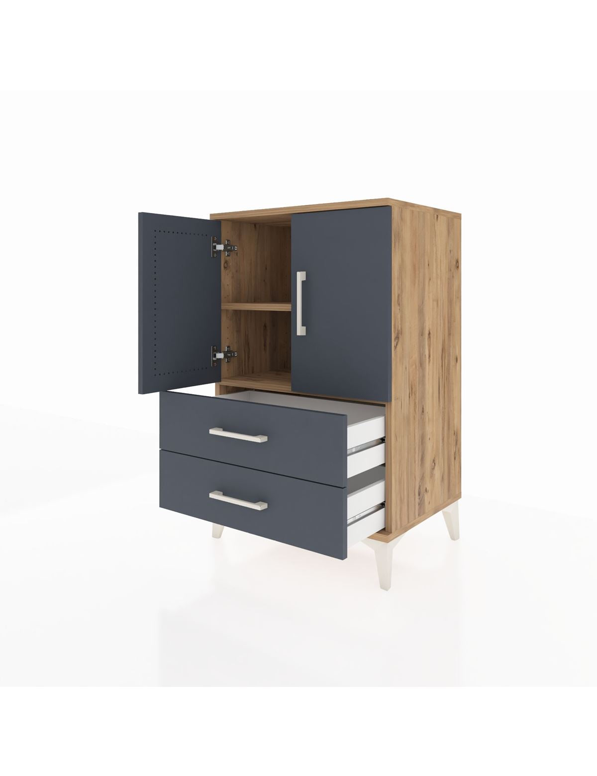 Hyperion Komodin 2 Raflı 2 Çekmeceli 2 Kapaklı 60x44x96 - S47M032V8B