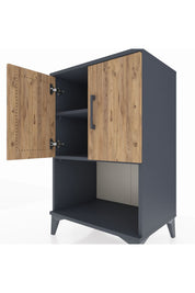 Hyperion Komodin 2 Raflı 2 Kapaklı 60x44x96 Antrasit-Çam