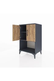 Hyperion Komodin 2 Raflı 2 Kapaklı 60x44x96 Antrasit-Çam