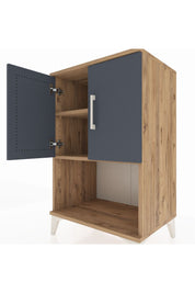 Hyperion Komodin 2 Raflı 2 Kapaklı 60x44x96 Çam-Antrasit