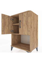 Hyperion Komodin 2 Raflı 2 Kapaklı 60x44x96 Çam-Çam
