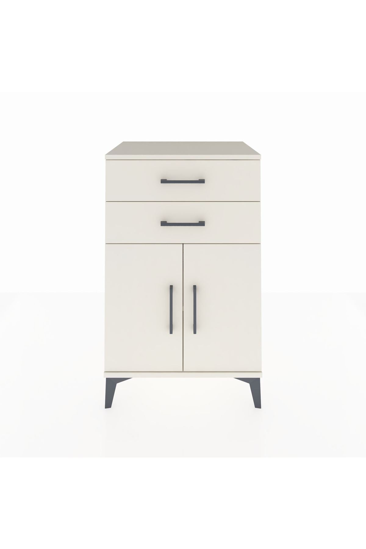 Hyperion Komodin Tek Raflı 2 Çekmeceli 2 Kapaklı 60x44x96 Aytaşı-Aytaşı