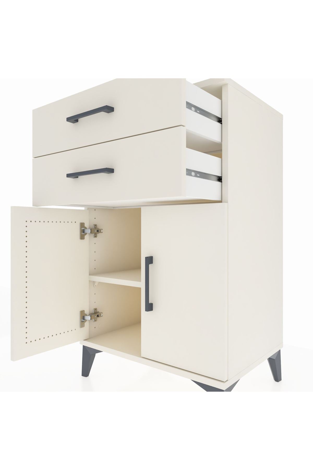 Hyperion Komodin Tek Raflı 2 Çekmeceli 2 Kapaklı 60x44x96 Aytaşı-Aytaşı